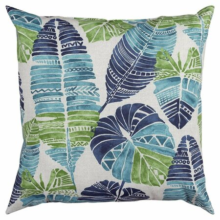 HOMEROOTS Blue Tropical Leaves Indoor & Outdoor Throw Pillow 403545